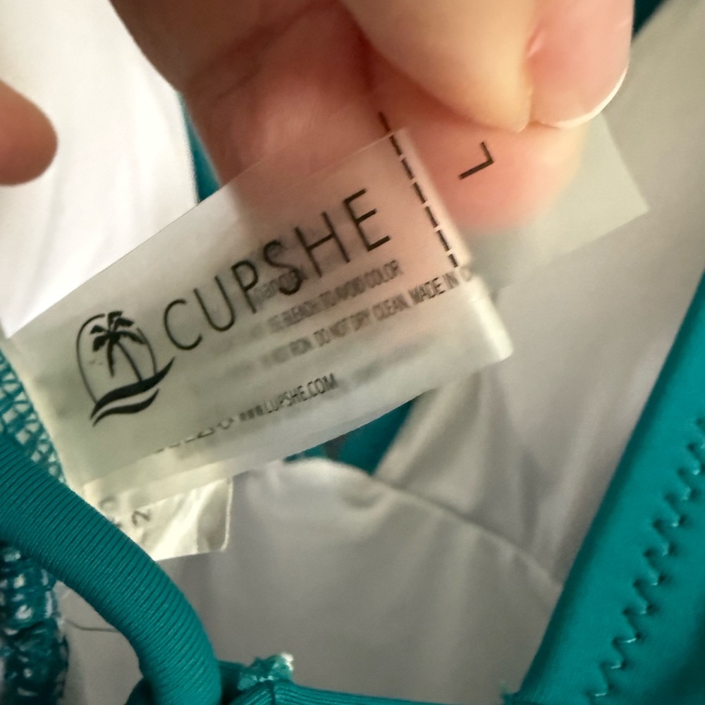 Cupshe Teal Swimsuit with Ruffle Accents - Picture 3 of 3